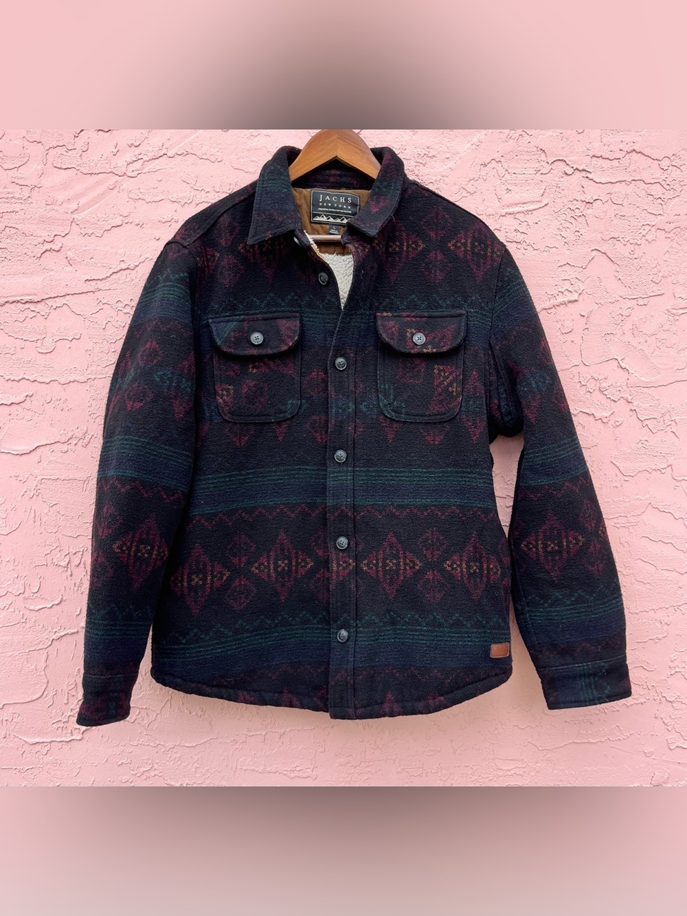 Jachs New York Premium Outdoor Sherpa Lined Jacket Aztec Black Size Large